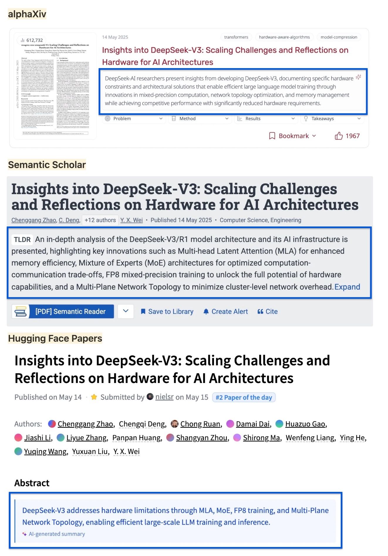 Examples of AI-generated summaries in popular academic apps